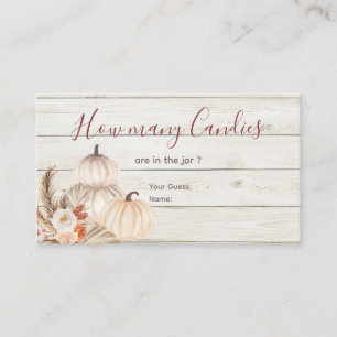 White Wood Pumpkin Pampas Grass Hoeveel Snoepjes Informatiekaartje