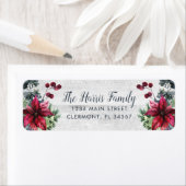 White Wood Red Poinsettia Holly Berries Label (Insitu)