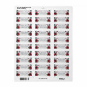 White Wood Red Poinsettia Holly Berries Label (Full Sheet)