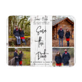 White Wood Rustic 4 Foto's Save the Date Wedding Magneet (Horizontaal)
