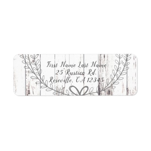 White Wood Rustic Farmhouse Country Weddenschap Etiket (Voorkant)