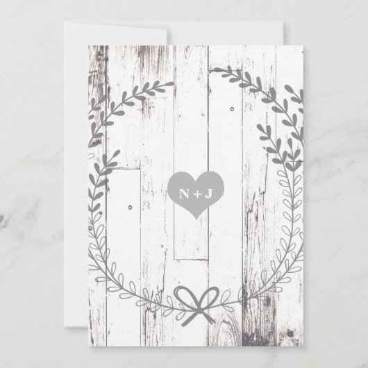 White Wood Rustic Farmhouse Country Weddenschap Kaart (Achterkant)
