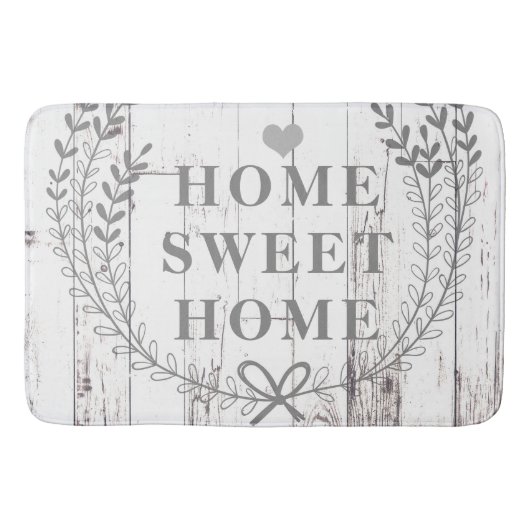 White Wood Rustic Farmhouse Home Sweet Home Badmat (Voorkant)