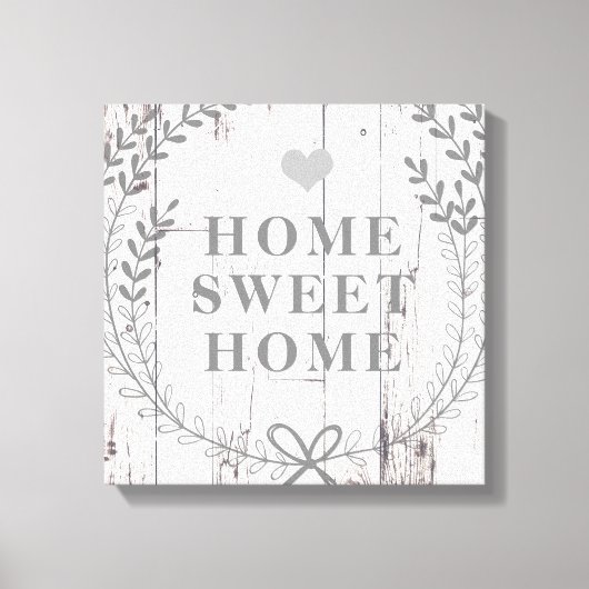 White Wood Rustic Farmhouse Home Sweet Home Canvas Afdruk (Voorkant)