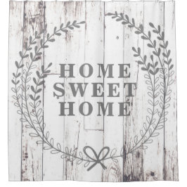 White Wood Rustic Farmhouse Home Sweet Home Douchegordijn