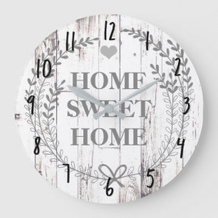 White Wood Rustic Farmhouse Home Sweet Home Grote Klok
