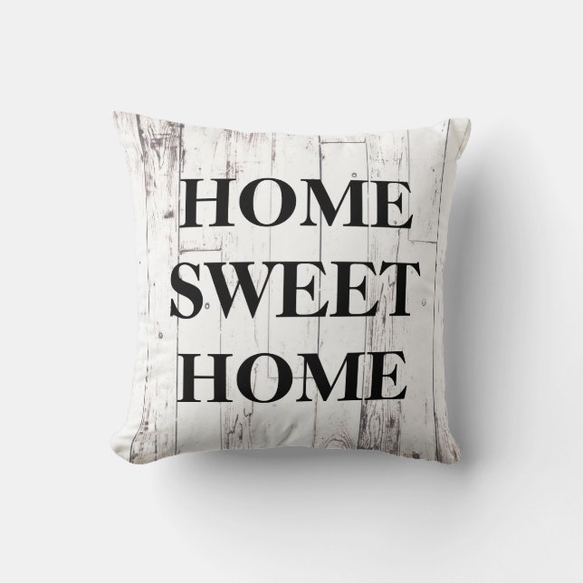 White Wood Rustic Farmhouse Home Sweet Home Kussen (Voorkant)