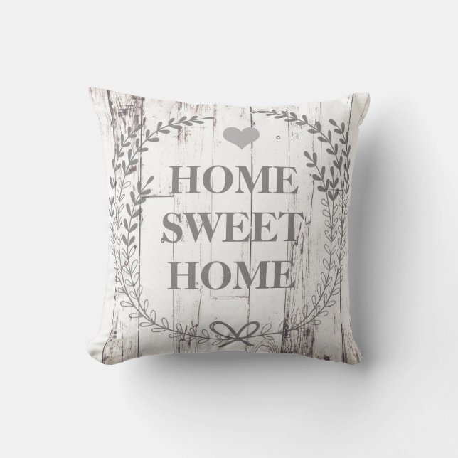 White Wood Rustic Farmhouse Home Sweet Home Kussen (Voorkant)