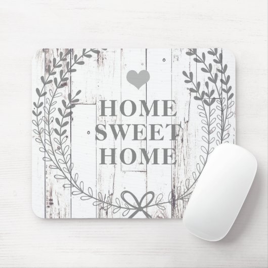 White Wood Rustic Farmhouse Shabby Chic Custom Muismat (Met muis)