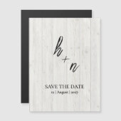 White Wood Save the Date Minimalistic Initials (Voorkant / Achterkant)