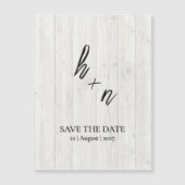 White Wood Save the Date Minimalistic Initials (Voorkant)