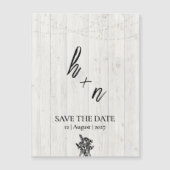 White Wood Save the Date Minimalistic Initials (Voorkant)