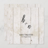 White Wood Save the Date Minimalistische Initialen (Voorkant / Achterkant)