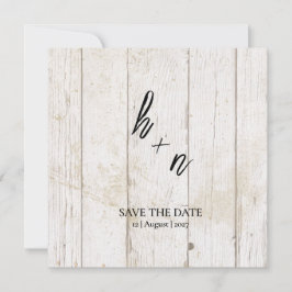 White Wood Save the Date Minimalistische Initialen