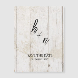 White Wood Save the Date Minimalistische Initialen