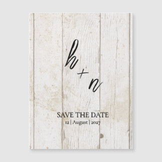White Wood Save the Date Minimalistische Initialen