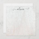 White Wood Signature Script Note Card Notitiekaartje (Voorkant / Achterkant)