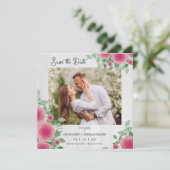 White Wood Spring Blooming Pink Shades Wedding Save The Date (Staand voorkant)