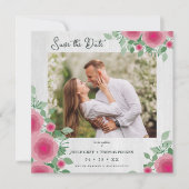 White Wood Spring Blooming Pink Shades Wedding Save The Date (Voorkant)
