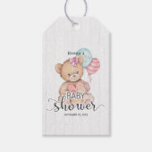 White Wood & Teddy Bear Meisje Baby shower Dank u Cadeaulabel (Voorkant)