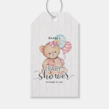 White Wood & Teddy Bear Meisje Baby shower Dank u