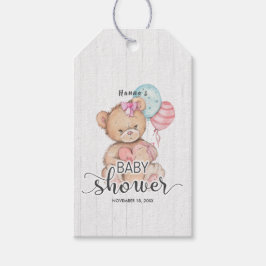 White Wood & Teddy Bear Meisje Baby shower Dank u Cadeaulabel