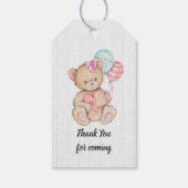 White Wood & Teddy Bear Meisje Baby shower Dank u Cadeaulabel (Achterkant)