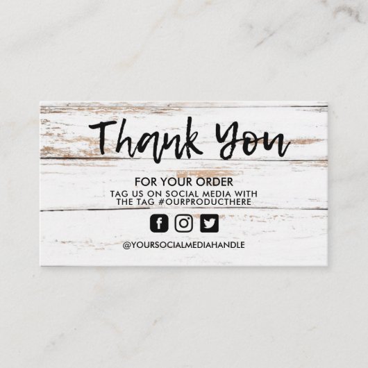 White Wood Trendy Salon Dank je Visitekaartje (Voorkant)