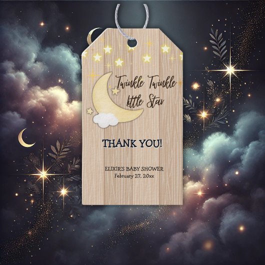 White Wood Twinkle Twinkle Little Star Baby shower Cadeaulabel