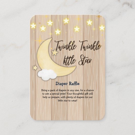 White Wood Twinkle Twinkle Little Star Baby shower Informatiekaartje (Voorkant)