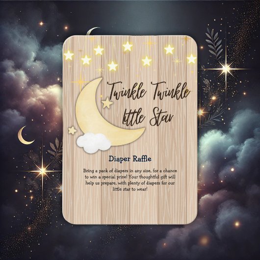 White Wood Twinkle Twinkle Little Star Baby shower Informatiekaartje
