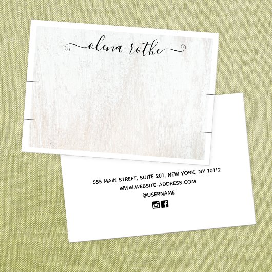 White Wood Two Bracelet Display Calling Card Contactkaartje