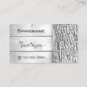 White Wooden Boards Rustic Tree Bark met Monogram Visitekaartje (Voorkant)