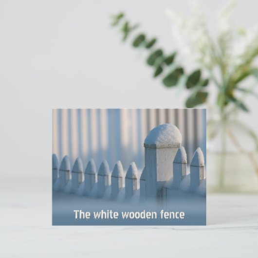 White wooden fence CC0684 Winter Sun Postcard Briefkaart (Staand voorkant)