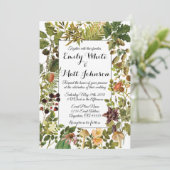 White Woodland Floral bruiloft uitnodiging (Staand voorkant)