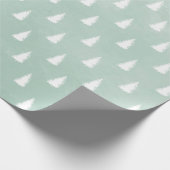 White Woodland Forest Spruce Trees Sage Green Cadeaupapier (Hoek)