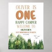 White Woodland Happy Camper eerste verjaardag Welk Poster (Voorkant)