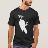 White Woodpecker Bird Print T-shirt (Voorkant)