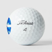White words and geometric blue background golfballen (Logo)