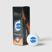 White words and geometric blue background golfballen (Verpakking)