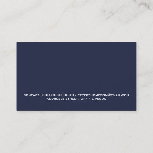 White WorldMap op donkerblauw internationaal Visitekaartje (Achterkant)