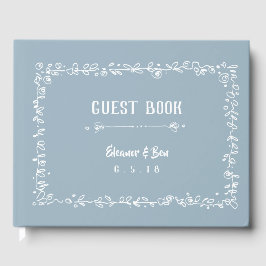 White Wreated Border Guest Book Gastenboek