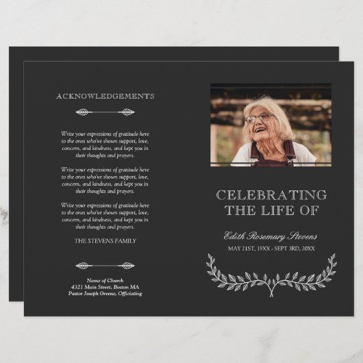 White Wreath Celebration of Life Funeral Programme (Voorkant / Achterkant)