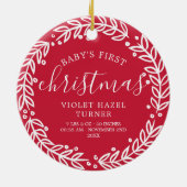 White Wreath | Eerste Kerstmis van Red Baby Keramisch Ornament (Achterkant)