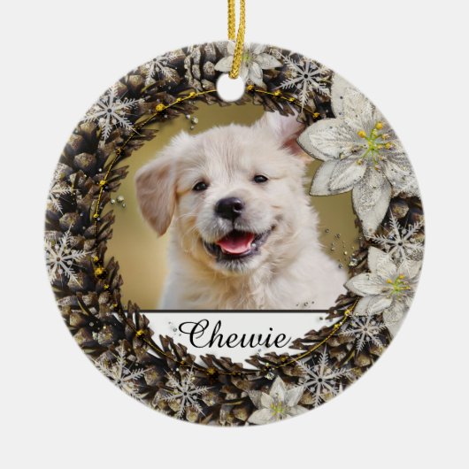 White Wreath Pet Memorial Keramisch Ornament (Voorkant)
