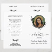 White Wreath Photo Celebration of Life Programme (Voorkant / Achterkant)