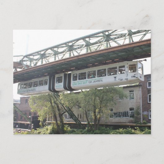 White Wuppertal Floating Train Schwebebahn Vorwerk Briefkaart (Voorkant)