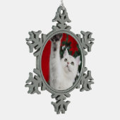 White XMAS Cat Tin Sneeuwvlok Ornament (Links)