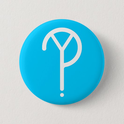 White Y? Symbool- op blauw Ronde Button 5,7 Cm (Voorkant)