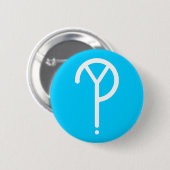 White Y? Symbool- op blauw Ronde Button 5,7 Cm (Voorkant /achterkant)